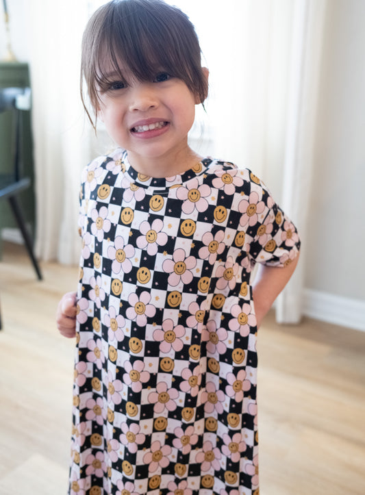 Daisy Checks Toddler T-shirt Dress