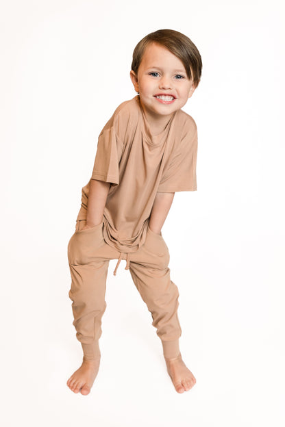 Tan Toddler Oversized Short Sleeve T-shirt